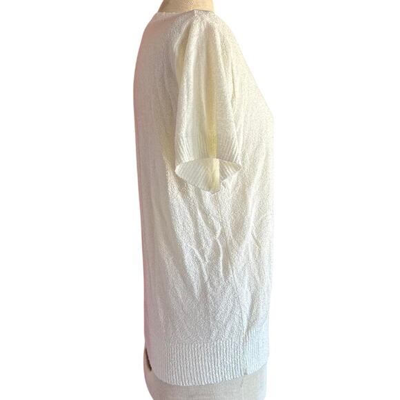 Womens Top Size Large White Sweater Tee Casual Elegance Summer Boating Vacation - Picture 2 of 7